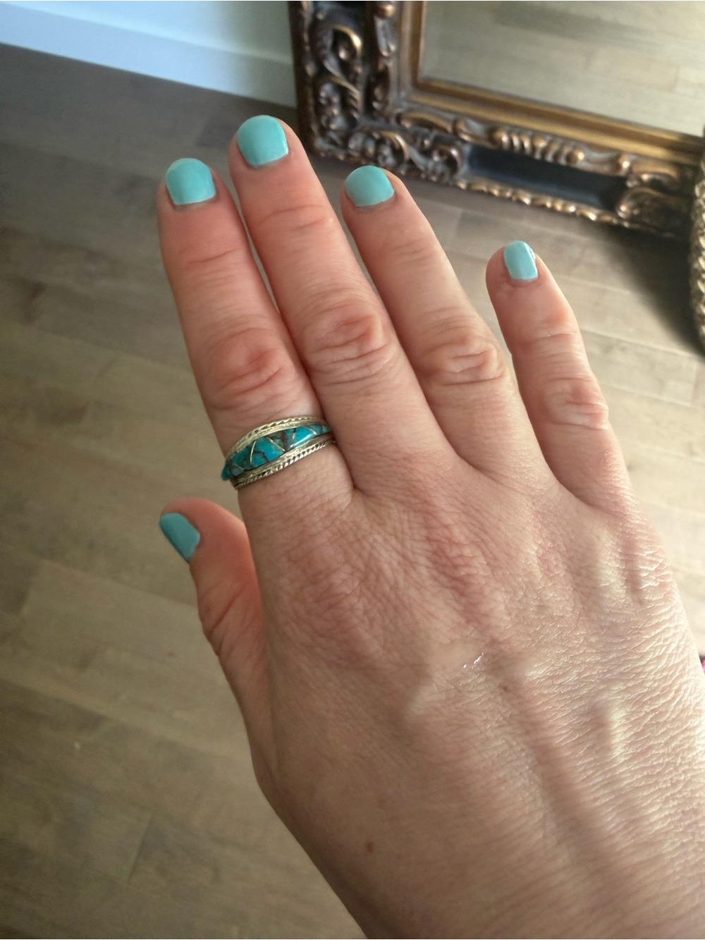 Sterling Silver Turquoise Inlay Band Ring - Women's Jewelry - Picture 7 of 7